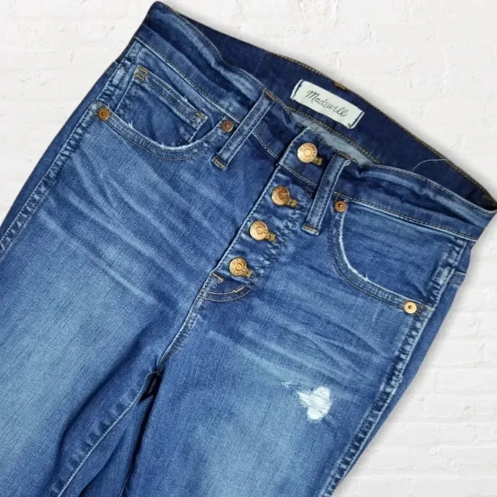 ♥️ Madewell ♥️| 10" High Rise Skinny Button Fly Drop Hem Jean's Sz 25 - Picture 3 of 9